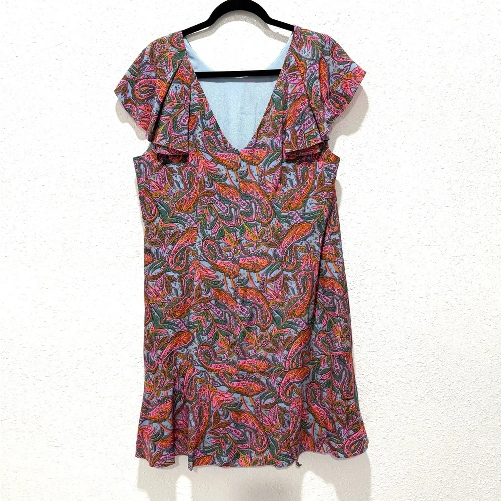 J. Crew Silk ruffle‎ Paisley Multicolor Mini Dress 16